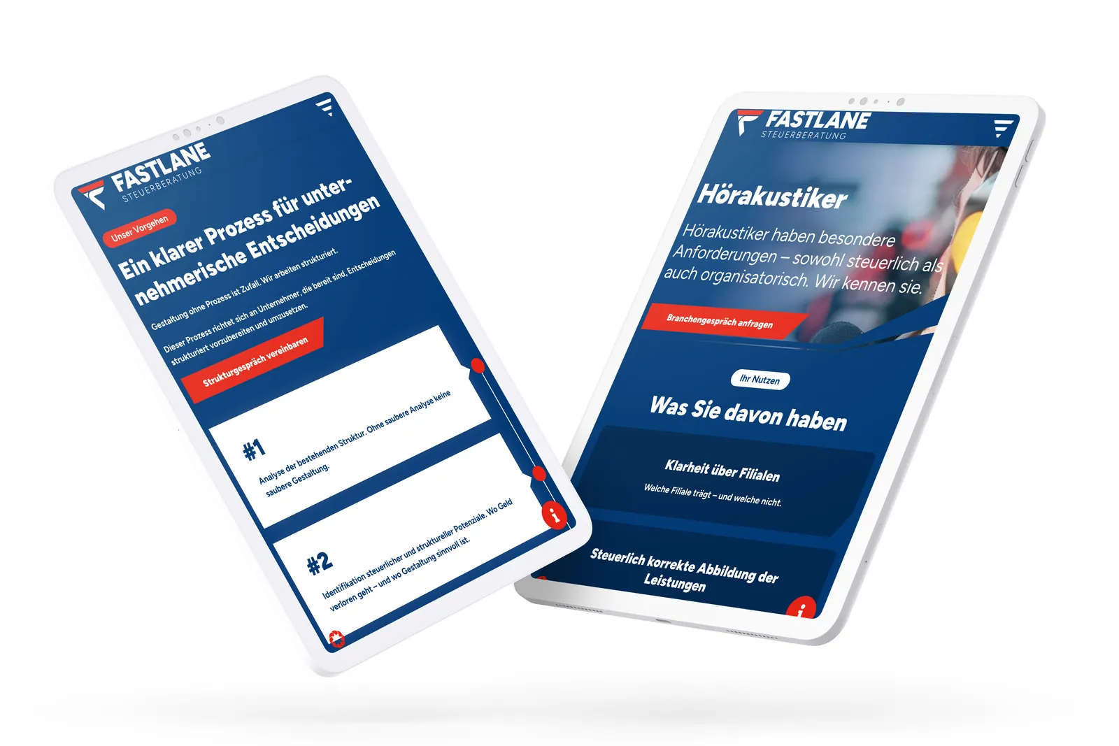 Prozess und Spezialisierung im Detail. – Website von Fastlane Steuerberatung – Markenauftritt & Website