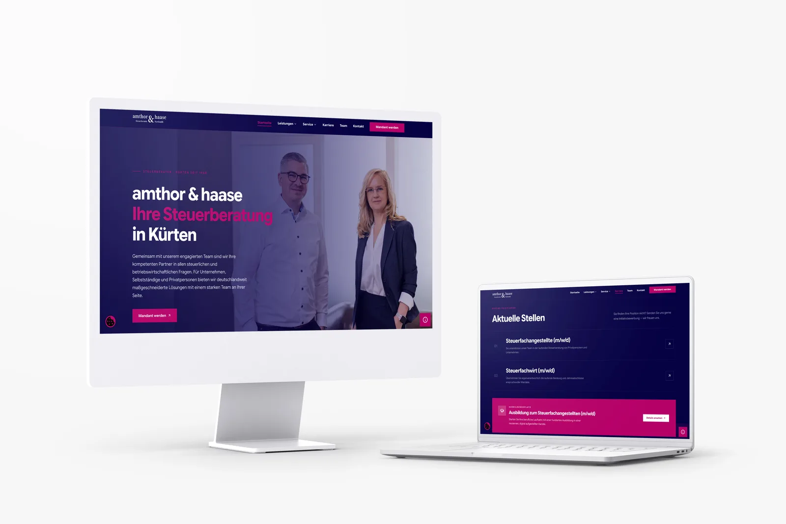 Website-Referenz amthor & haase – Steuerberatung in Kürten – umgesetzt von Die Kanzlei Entwickler
