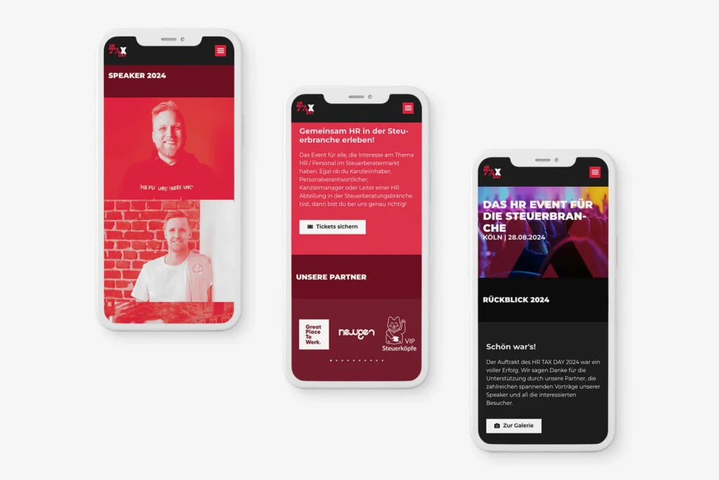 Starke Wirkung – auch mobil. – Website von HR TAX DAY Onepager