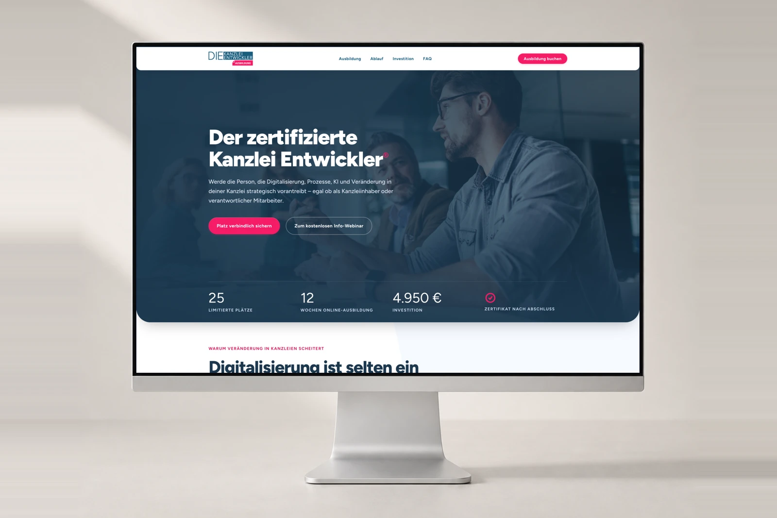 Website-Referenz Kanzlei-Ausbildung – Der zertifizierte Kanzlei Entwickler® – umgesetzt von Die Kanzlei Entwickler